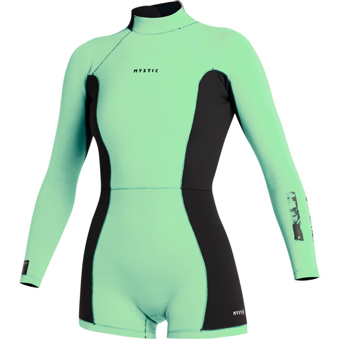 2024 Mystic Womens Lunar BK Longarm 2/2mm Back Zip Shorty Wetsuit 35000.240113 - Lime Green