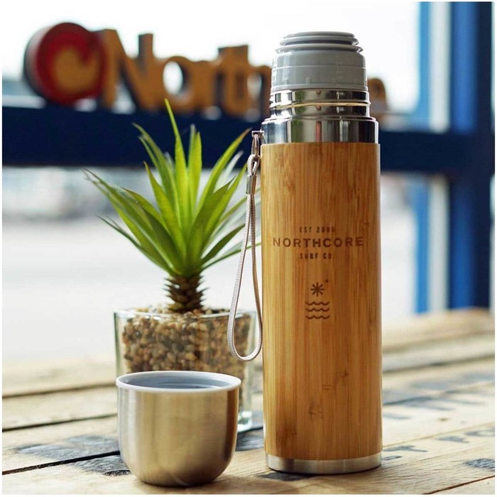 2024 Northcore Bamboo & Stainless Steel Flask With Mug 360ml NOCO97B