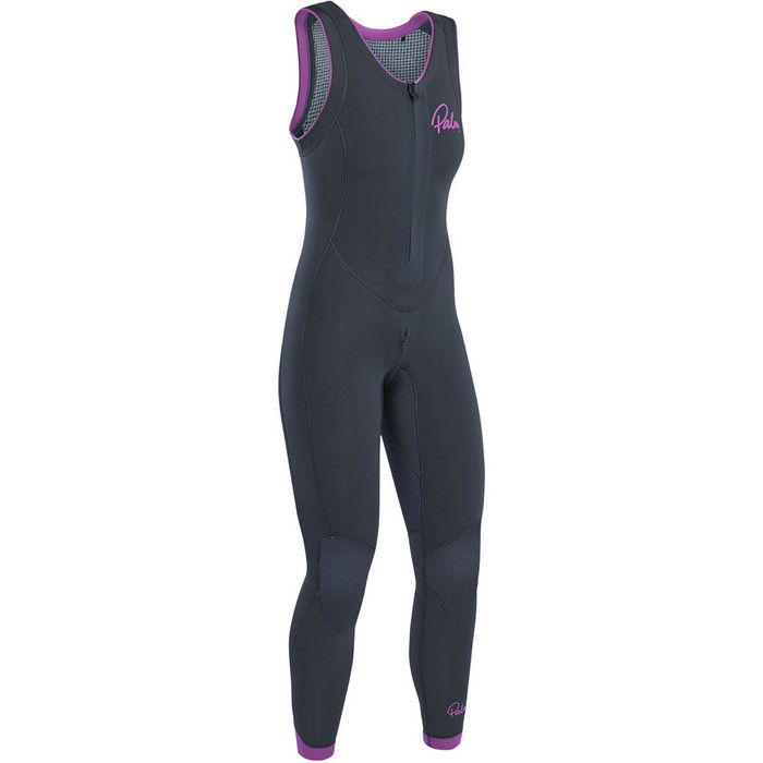 2024 Palm Womens Blaze 3mm GBS Front Zip Long John Wetsuit Jet Grey 12231