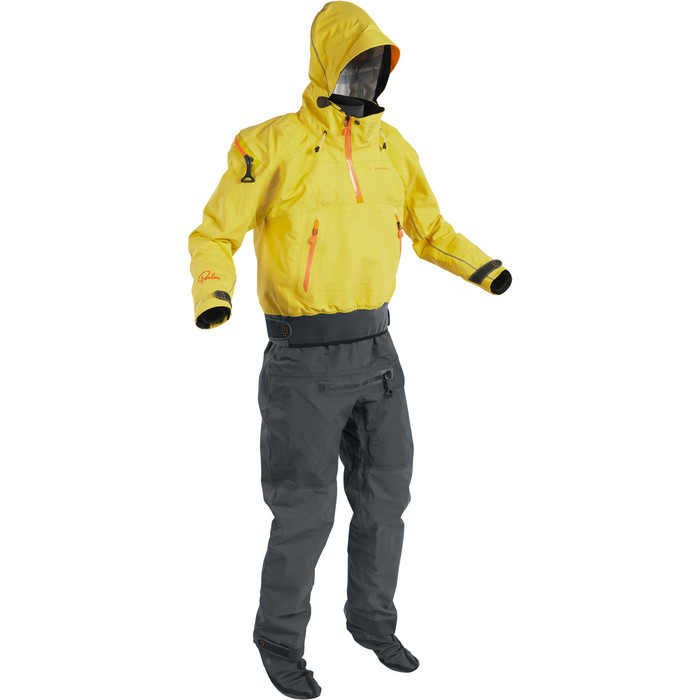 2024 Palm Mens Bora Touring Kayak Drysuit Yellow / Jet Grey 12382