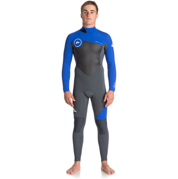 Quiksilver Syncro Series 4/3mm Back Zip GBS Wetsuit GUNMETAL / ROYAL BLUE EQYW103041