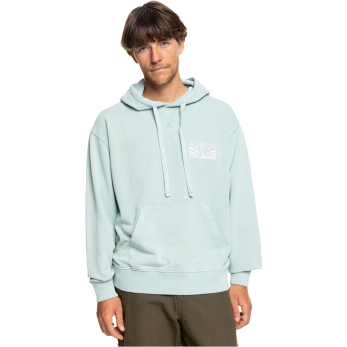 2024 Quiksilver Mnner Garment Dye Screen Hoodie EQYFT04972 - Aquifer