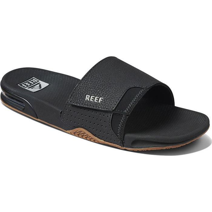 2024 Reef Fanning Slide Flip Flops CI3632 - Black / Silver