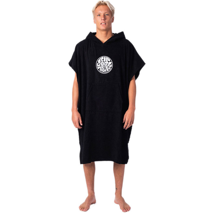 2023 Rip Curl Icons Kapuzenhandtuch Wickelmantel / Poncho Ctwce1 - Schwarz