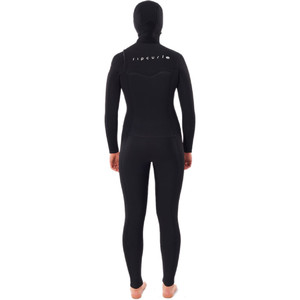 2023 Rip Curl Womens Dawn Patrol 5/4mm Chest Zip Hooded Wetsuit WSMYHW - Black