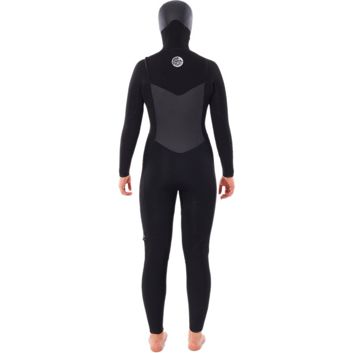 2023 Rip Curl Womens Flashbomb 6/4mm Hooded Chest Zip Wetsuit WSTYHG - Black