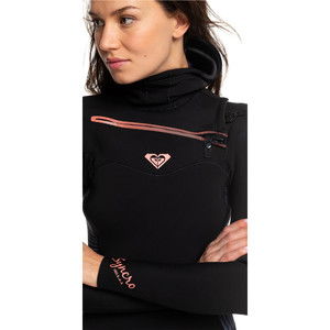 2019 Roxy Frauen Syncro 5/4/3mm Mit Kapuze Chest Zip Anzug Schwarz / Rotguss Erjw203004