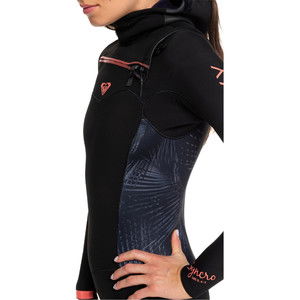 2019 Roxy Frauen Syncro 5/4/3mm Mit Kapuze Chest Zip Anzug Schwarz / Rotguss Erjw203004