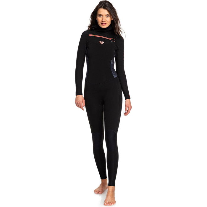 2019 Roxy Frauen Syncro 5/4/3mm Mit Kapuze Chest Zip Anzug Schwarz / Rotguss Erjw203004