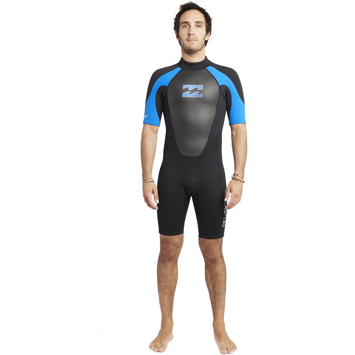 2020 Billabong Mens Intruder 2mm Back Zip Shorty Wetsuit Black / Blue S42M21