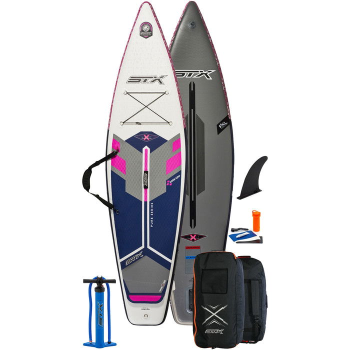 2021 STX Touring Pure 10'6 Inflatable Stand Up Paddle Board Package - Board, Paddle, Bag, Pump & Leash - Purple / Blue