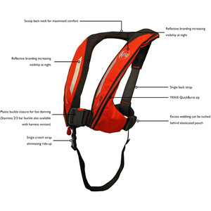 2020 Kru Sport 170N Auto Lifejacket with Harness Red LIF7341