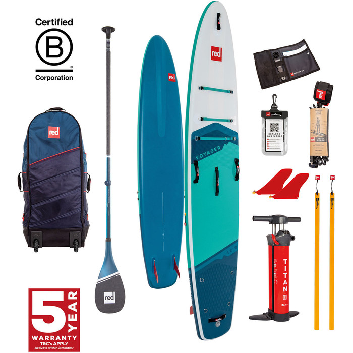 2024 Red Paddle Co 12'0'' Voyager MSL Stand Up Paddle Board, Bag, Pump & Prime Lightweight Paddle Package 001-001-002-0063 - Blu