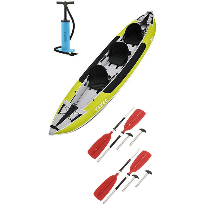 2024 Z-Pro Tango 3 Man Inflatable Kayak, Paddle & Pump Package TA300 GREEN