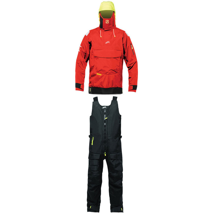 2024 Zhik Isotak 2 Smock Sm851 & Salopettes Sal851 Flamme Rot / Schwarz Gesetzt Combi