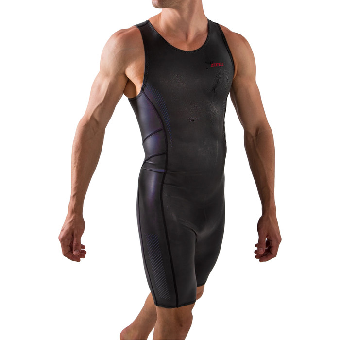 2023 Zone3 Mens 1.5mm Neoprene Kneeskin Sleeveless Shorty Wetsuit NA18MKNE101 - Black / Red