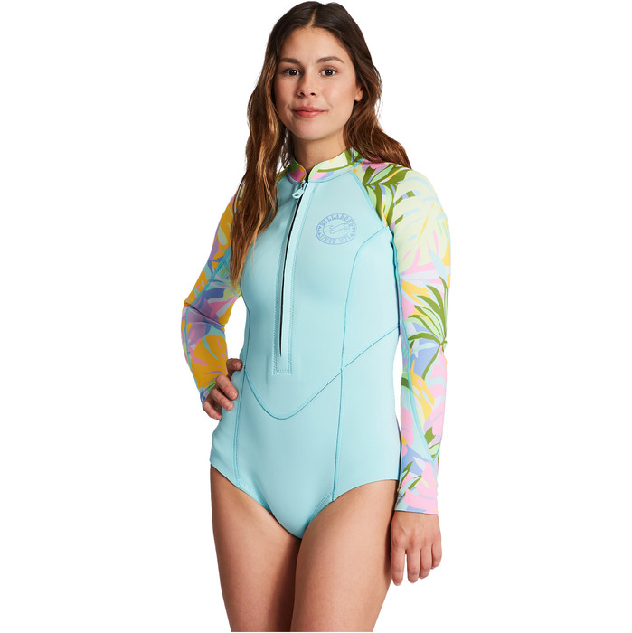 2023 Billabong Womens Salty Dayz 2mm Long Sleeve Back Zip Shorty Wetsuit ABJW400100 Dreamland