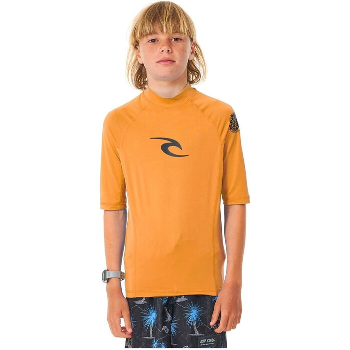 Rip Curl Jungen Brand 2024 Wave UPF Kurzarm-Lycra-Weste 121BRV - Fluro Orange