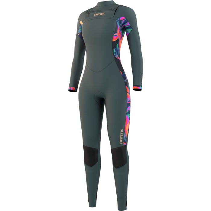 2021 Mystic Frauen Geblendet 5/3mm Chest Zip Wetsuit 210078 - Dunkel Blatt