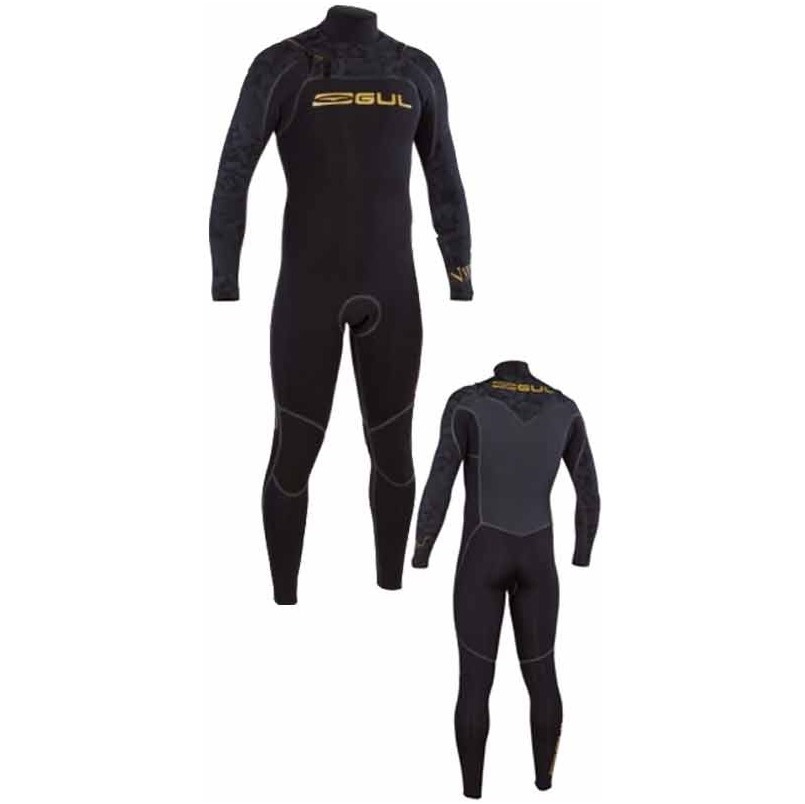 Gul Viper 6 / 6mm Steamer Neoprenanzug in Schwarz / Gold VR1227 CHEST ZIP