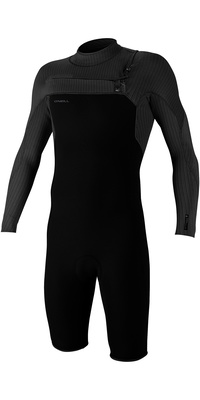 2026 ONeill Männer Hyperfreak 2mm Langärmel Brustreißverschluss Shorty Neoprenanzug 5496 - Black