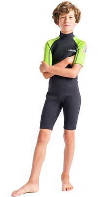 2026 C-Skins Junior Element 3/2mm Rückenreißverschluss Shorty Neoprenanzug C-EL32SHJ - Anthracite / Lime