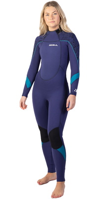 2025 Gul Frauen Response 5/3mm Gbs Rückenreißverschluss Neoprenanzug RE1229-C1 - Blue / Paisley