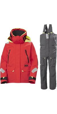 2026 Helly Hansen Frauen Skagen Offshore-Jacke Und Hose Segelanzug 3425634257  Ebenholz / Alert Red