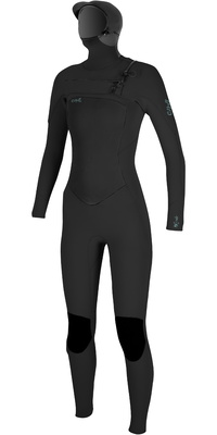 2025 ONeill Frauen Epic 6/5/4mm Brustreißverschluss Mit Kapuze Neoprenanzug 5378 - Black