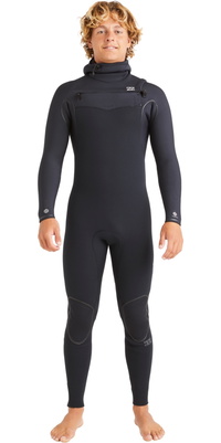 2025 Billabong Männer Furnace Natural 6/5mm Mit Kapuze Brustreißverschluss Neoprenanzug ABYW200121 - Black