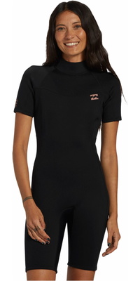 2026 Billabong Womens Foil 2mm Back Zip Shorty Wetsuit ABJW500112 - Black