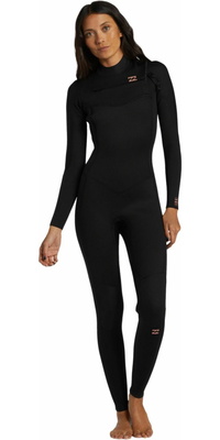 2025 Billabong Frauen Foil 5/4mm Brustreißverschluss Neoprenanzug ABJW100213 - Black