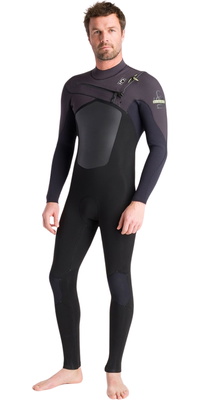 2026 C-Skins Männer NuWave ReWired 4/3mm Brustreißverschluss Neoprenanzug C-NRW43MCZ - Black / Black X / Meteor