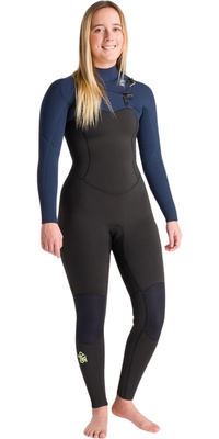 2025 C-Skins Frauen NuWave Solace 5/4/3mm Brustreißverschluss Neoprenanzug C-NSO54WCZ - Black / Bluestone / Cool Green