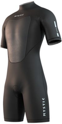 2026 Mystic Männer Brand 3/2mm Rückenreißverschluss Flatlock Shorty Neoprenanzug 35000.250035 - Black