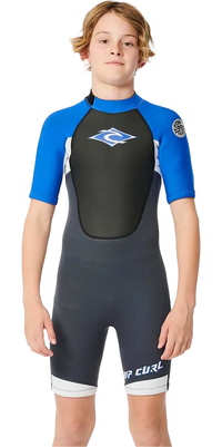 2026 Rip Curl Jungen Omega 2mm Rückenreißverschluss Shorty Neoprenanzug 11CBSP - Blue