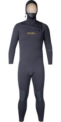 2026 Xcel Männer Comp + 5/4mm Mit Kapuze Brustreißverschluss Neoprenanzug MN54CPH4 - Black