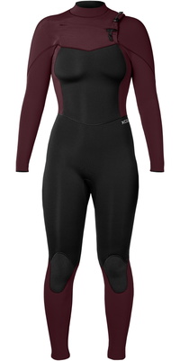 2025 Xcel Frauen Comp 5/4mm Brustreißverschluss Neoprenanzug WN54ZXC4W - Black / Wine