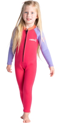 2025 C-Skins Junior C-KID 3/2mm Reißverschluss Vorne Neoprenanzug C-BA32ST - Coral / Lilac