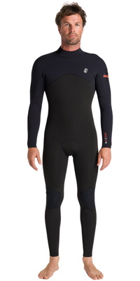 2026 C-Skins Männer NuWave Session 3/2mm Rückenreißverschluss Neoprenanzug C-NSE32MBZ - Black / Black X / Warm Red
