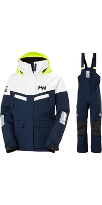 2025 Helly Hansen Frauen Pier 4.0 Jacket & Bib Sailing Suit HHWPJAPBBN - Navy