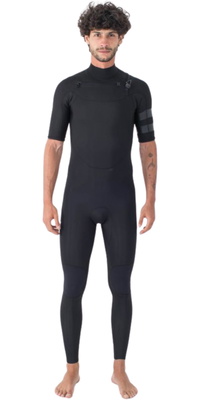 2025 Hurley Männer Air 2/2mm Brustreißverschluss Kurzämelig Neoprenanzug MFS0013212 - Black