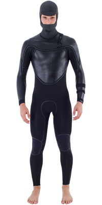 2025 Hurley Männer Max 5/3+mm Mit Kapuze Brustreißverschluss Neoprenanzug MFS0011503 - Black
