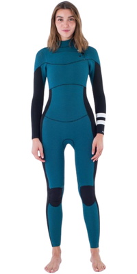 2025 Hurley Frauen Plus 4/3mm Brustreißverschluss Neoprenanzug WFS0012403 - Black / Sky Blue