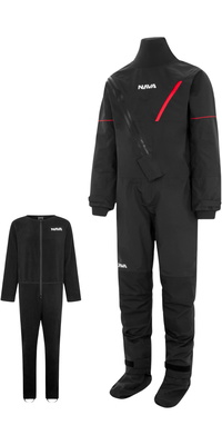 2026 Nava Performance Club Front Zip Trockentauchanzug & Club Fleece Unterziehanzug NAVADSAUSB - Black
