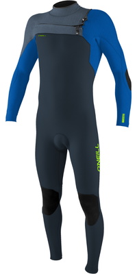 2025 ONeill Junior Hyperfreak 4/3+mm Brustreißverschluss Neoprenanzug 5351 - Dark Orion / Deep Sea / Copen Blue