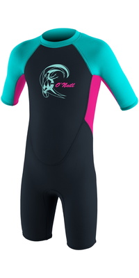 2026 O'Neill Toddler Reactor-2 2mm Back Zip Shorty Wetsuit 4867G - Slate / Berry / Light Aqua