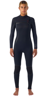2026 ONeill Womens Hyperfreak Fire 4/3+mm Chest Zip Wetsuit 5664 - Black / Black