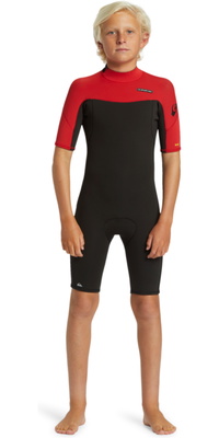 2026 Quiksilver Junior Everyday Sessions 2/2mm Rückenreißverschluss Shorty Neoprenanzug EQBW503025 - High Risk Red