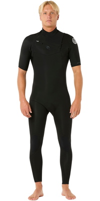2026 Rip Curl Männer Dawn Patrol 2/2mm Kurzämelig Brustreißverschluss Neoprenanzug 16VMFS - Black